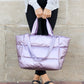 Cotton Blend Metallic Puffer Oversized Tote Bag with Removable Strap