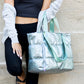 Cotton Blend Metallic Puffer Oversized Tote Bag with Removable Strap