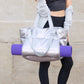 Cotton Blend Metallic Puffer Oversized Tote Bag with Removable Strap