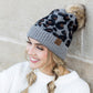 C.C® 100% Premium Acrylic Cashmere-Like Leopard Print Faux Fur Pom Beanie | One Size Teen–Adult