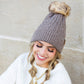 C.C® Honeycomb Knit Pom Beanie | 47% Rayon, 22% Nylon, 31% PBT | Teen–Adult
