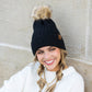 C.C® Honeycomb Knit Pom Beanie | 47% Rayon, 22% Nylon, 31% PBT | Teen–Adult