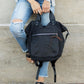 Easy Wipe Nylon Convertible Backpack Tote Bag with 7 Pockets | 18" x 17"