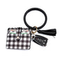 Buffalo Color Block Gold Hardware Key Ring ID Wallet Bracelet with Tassel | 4.5" x 4"