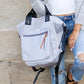 Easy Wipe Nylon Convertible Backpack Tote Bag with 7 Pockets | 18" x 17"