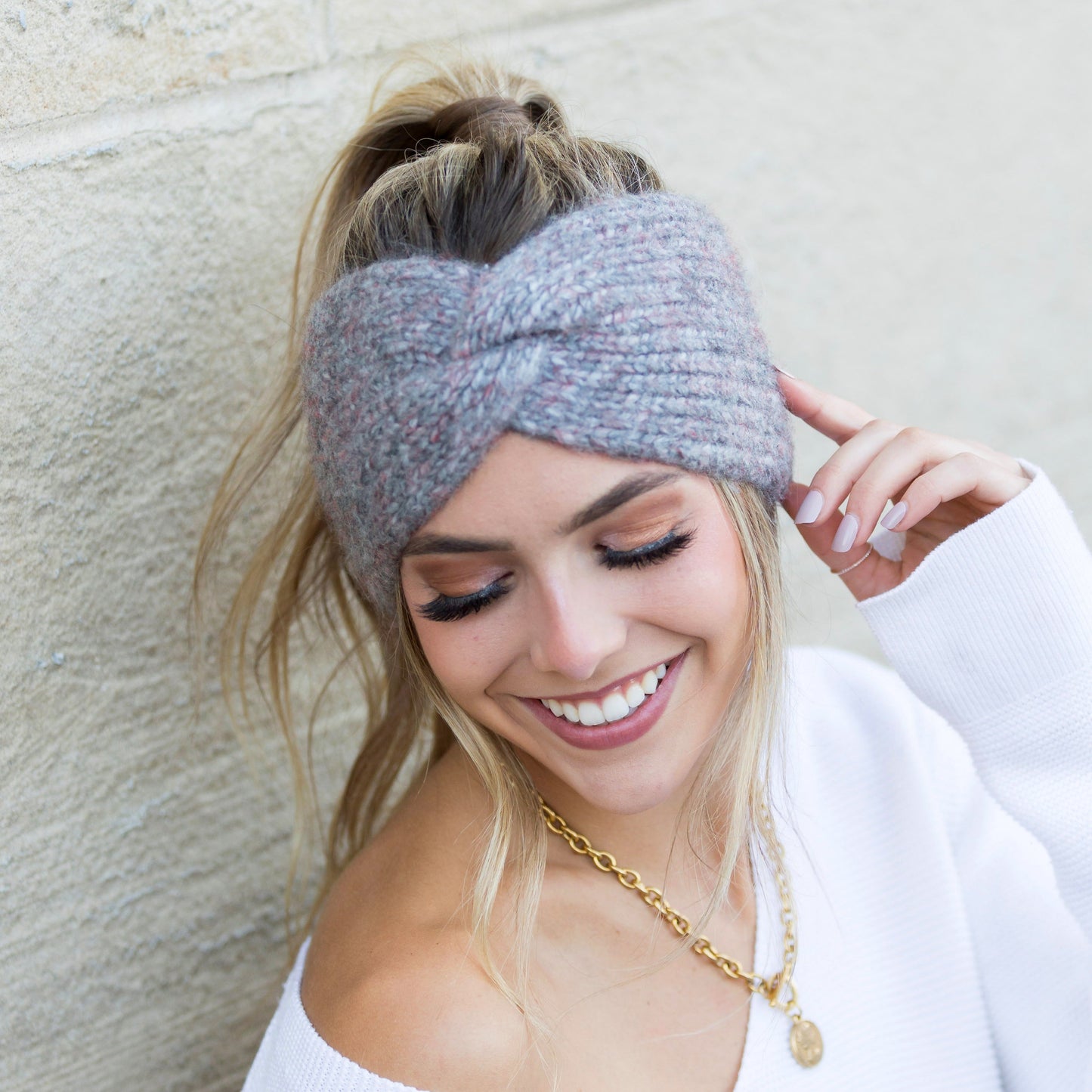 C.C® Acrylic Nylon Cozy Marled Twist Front Headwrap | One Size