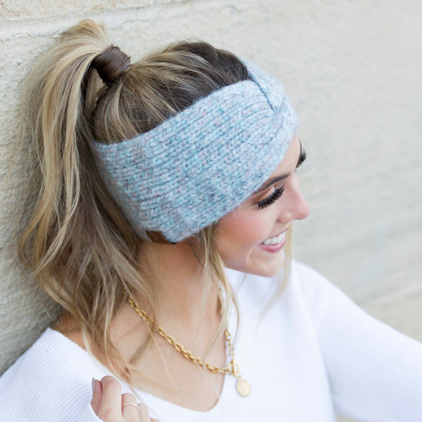 C.C® Acrylic Nylon Cozy Marled Twist Front Headwrap | One Size