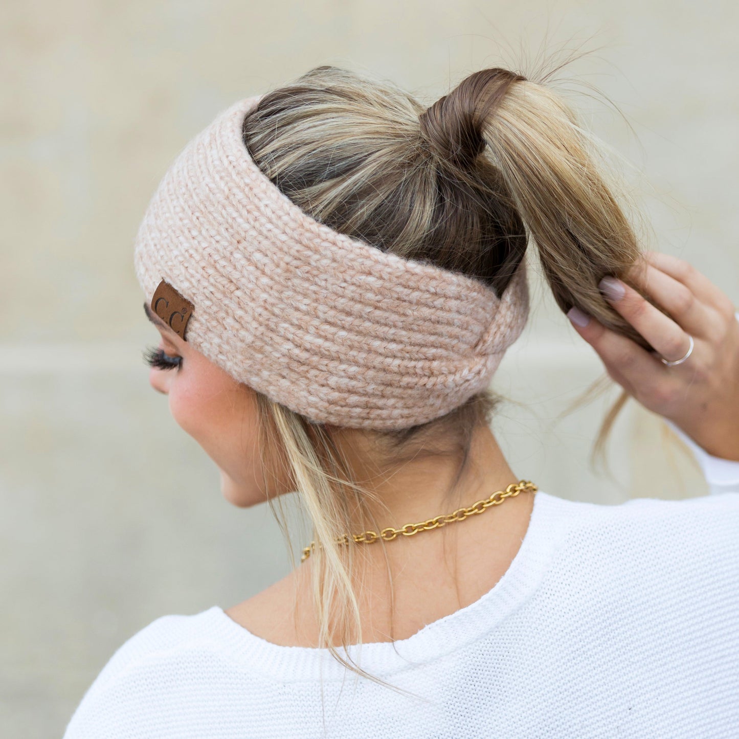 C.C® Acrylic Nylon Cozy Marled Twist Front Headwrap | One Size