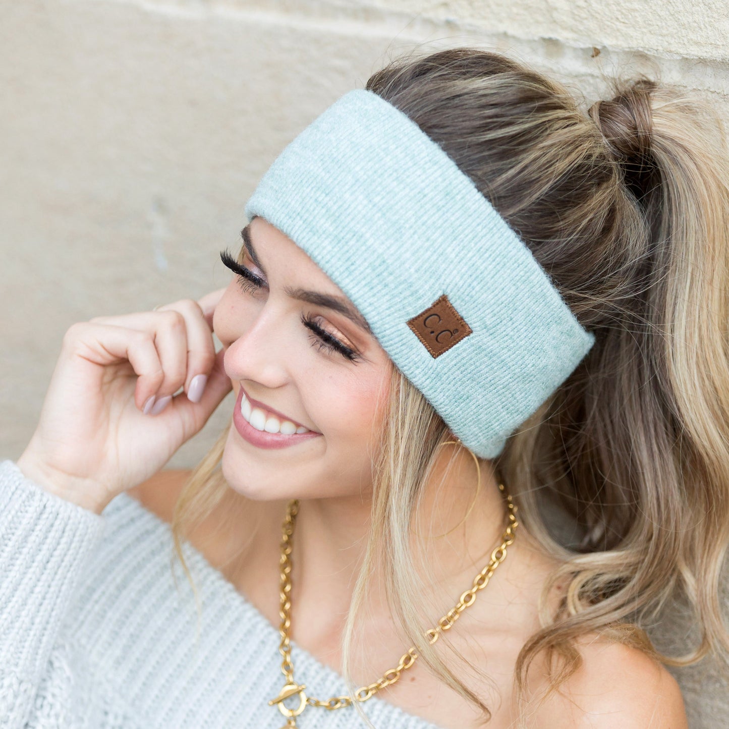 C.C® Recycled Polyester Heathered Knit Athleisure Headwrap | One Size