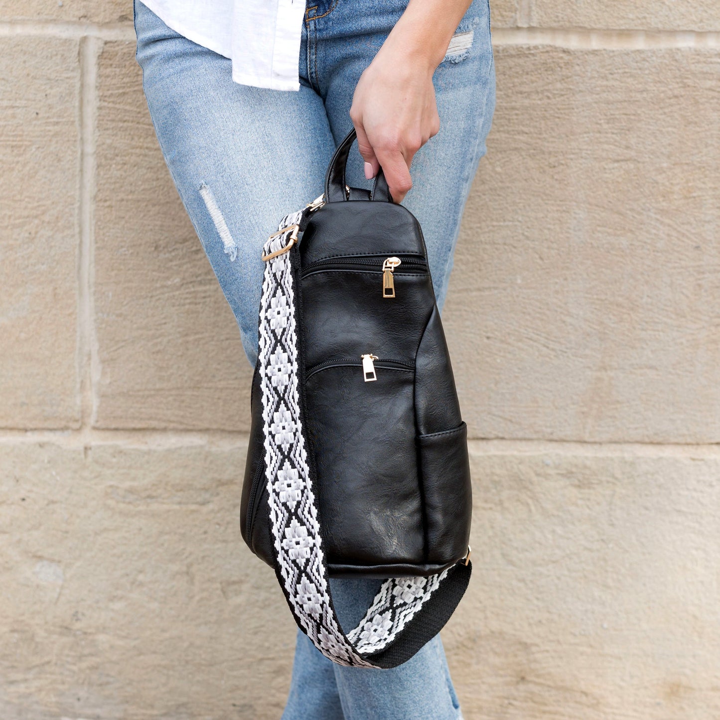 Evie Luxe Vegan Leather Guitar Strap Crossbody Sling Bag