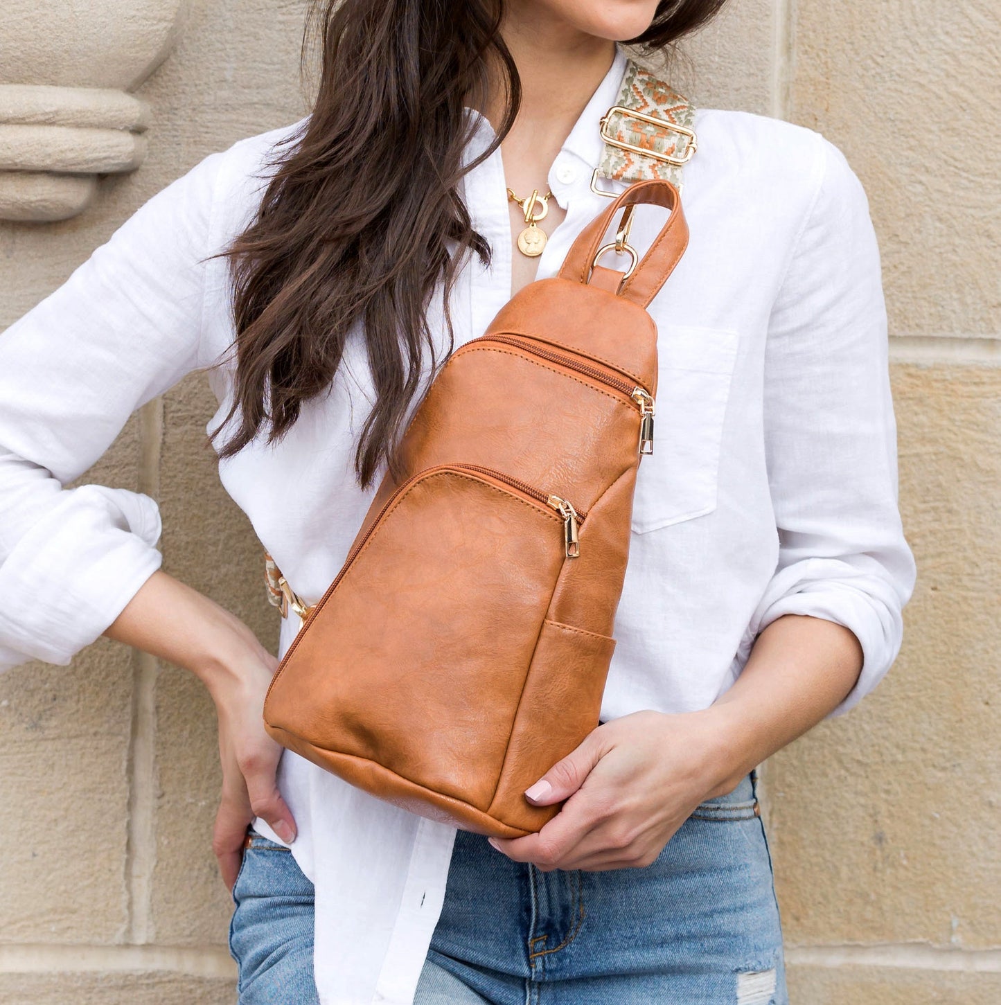 Evie Luxe Vegan Leather Guitar Strap Crossbody Sling Bag