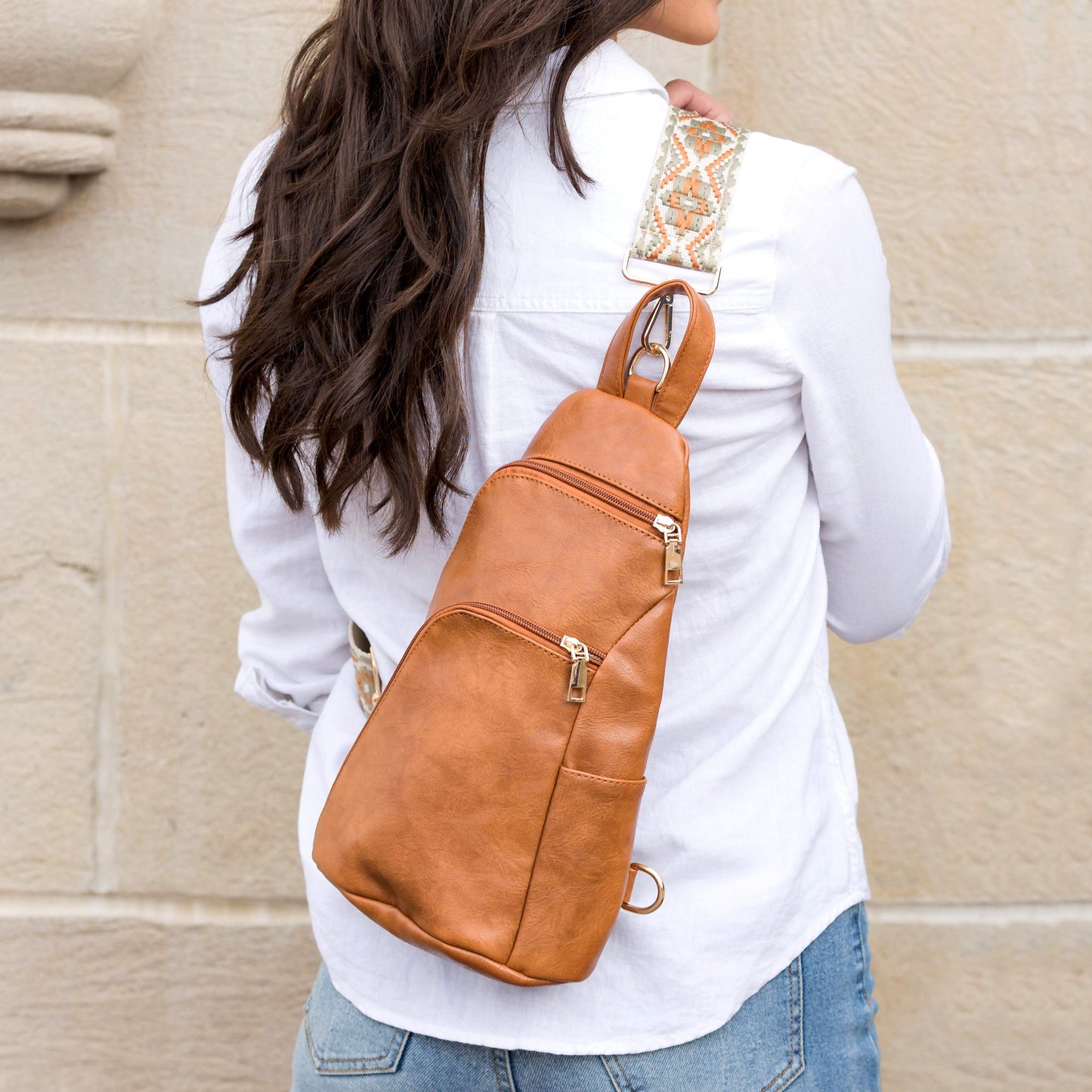 Evie Luxe Vegan Leather Guitar Strap Crossbody Sling Bag