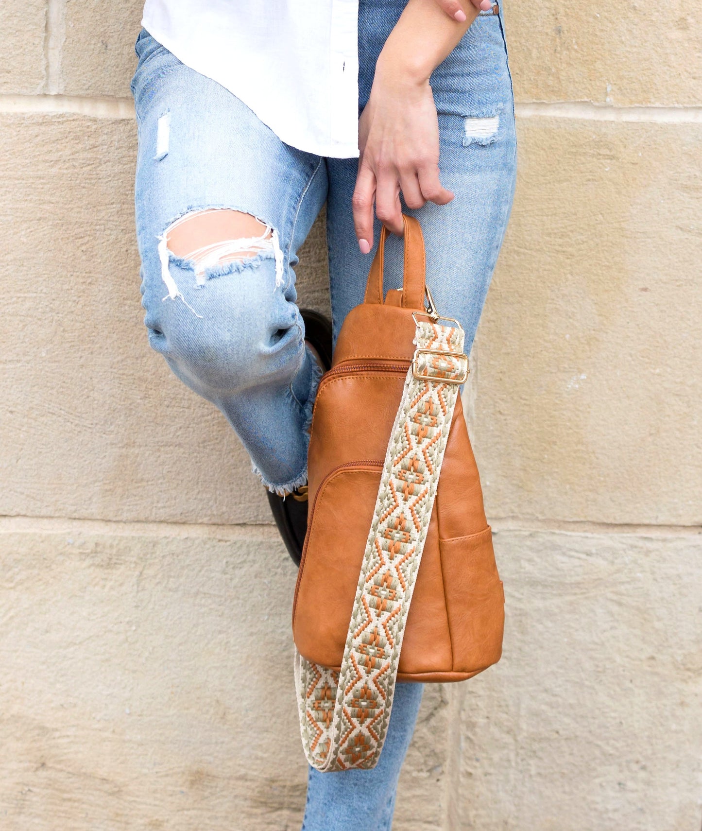 Evie Luxe Vegan Leather Guitar Strap Crossbody Sling Bag