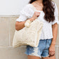 100% Straw Cotton Poly Lined Zip Top Traveler Tote Bag
