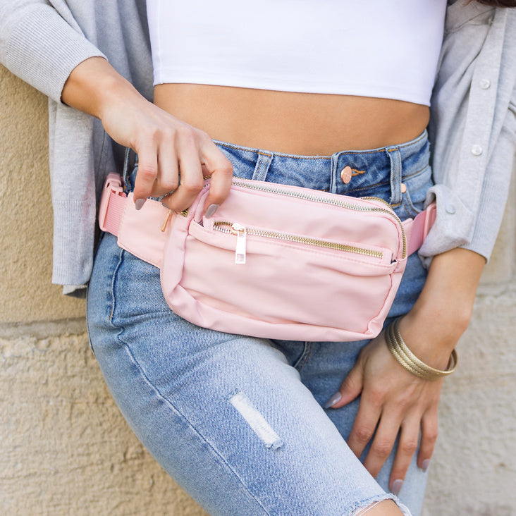 Everyday Nylon Gold Zipper Sling Crossbody Belt Bag