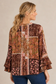 Pine Apparel Paisley Crepe Lurex Ruffle Sleeve Blouse | 100% Rayon | S-XL | Rust
