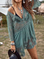 Blueberi B Women's Lace Detail Plunge Cover-Up Dress Rayon Polyester One Size