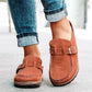 Blueberi B Round Toe Low Heel Buckle Loafers Elastomer PU Leather Size 4-11