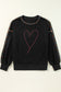 Blueberi B Women’s Valentine’s Day Rhinestone Heart Round Neck Long Sleeve Sweatshirt Polyester Cotton Size S-2XL