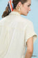 Blueberi Boutique Umgee oatmeal washed linen blend smocked shirt with ruffled sleeve detail