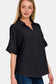 Zenana Women's Full Size Texture Collared Neck Short Sleeve Top Polyester Size S-3XL