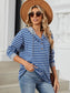 Blueberi B Women’s Drawstring Striped Long Sleeve Hoodie Rayon polyester Spandex Sizes S-2XL