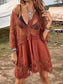 Blueberi B Women's Lace Detail Plunge Cover-Up Dress Rayon Polyester One Size