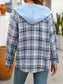 Blueberi B Women's Plaid Long Sleeve Hooded Jacket Cotton Polyester Size S-2XL