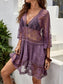 Blueberi B Women's Lace Detail Plunge Cover-Up Dress Rayon Polyester One Size