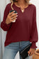 Blueberi B Women's Textured Notched Lantern Sleeve T-Shirt Polyester Spandex Size S-2XL