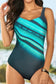 Blueberi B Women's V-Neck Sleeveless Printed One-piece Swimwear Polyester Spandex Size S-XL