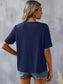 Blueberi B Women's Embroidered Notched Short Sleeve T-Shirt Polyester Elastane Size S-2XL