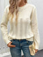Blueberi B Women's Openwork Round Neck Long Sleeve Sweater Polyester Size S-L
