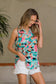 Sew In Love Women's Wrinkle-Free Floral Notched Tank Polyester Spandex Size S-L