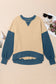 Blueberi B Women's Contrast Round Neck Long Sleeve Sweatshirt Polyester Cotton Size S-2XL