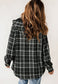 Blueberi B Women’s Plaid Button Up Long Sleeve Hooded Jacket Polyester  Size S-2XL