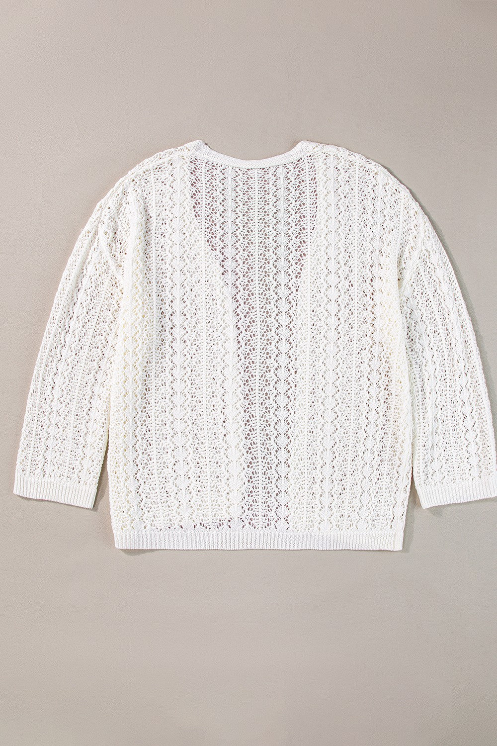Blueberi B Women's Openwork Open Front Dropped Shoulder Cardigan Acrylic Cotton Size S-XL
