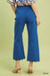 Umgee Scallop Hem Wide Leg Pants - ocean blue with scalloped hem, back view