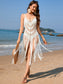 Blueberi B Women's Fringe Openwork Spaghetti Strap Swimsuit Cover-Up Acrylic Size S-XL