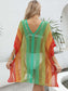 Blueberi B Women's Openwork Contrast V-Neck Cover-Up Polyester One Size
