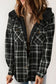 Blueberi B Women’s Plaid Button Up Long Sleeve Hooded Jacket Polyester  Size S-2XL