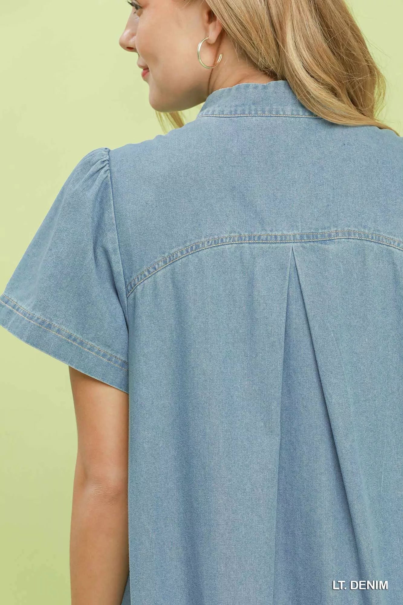 Umgee Ruffle Hem Mini Denim Dress LT. Denim / L