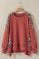 Blueberi B Women’s Plus Size Geometric Round Neck Long Sleeve Sweatshirt Polyester Cotton Elastane Size 1X-4X