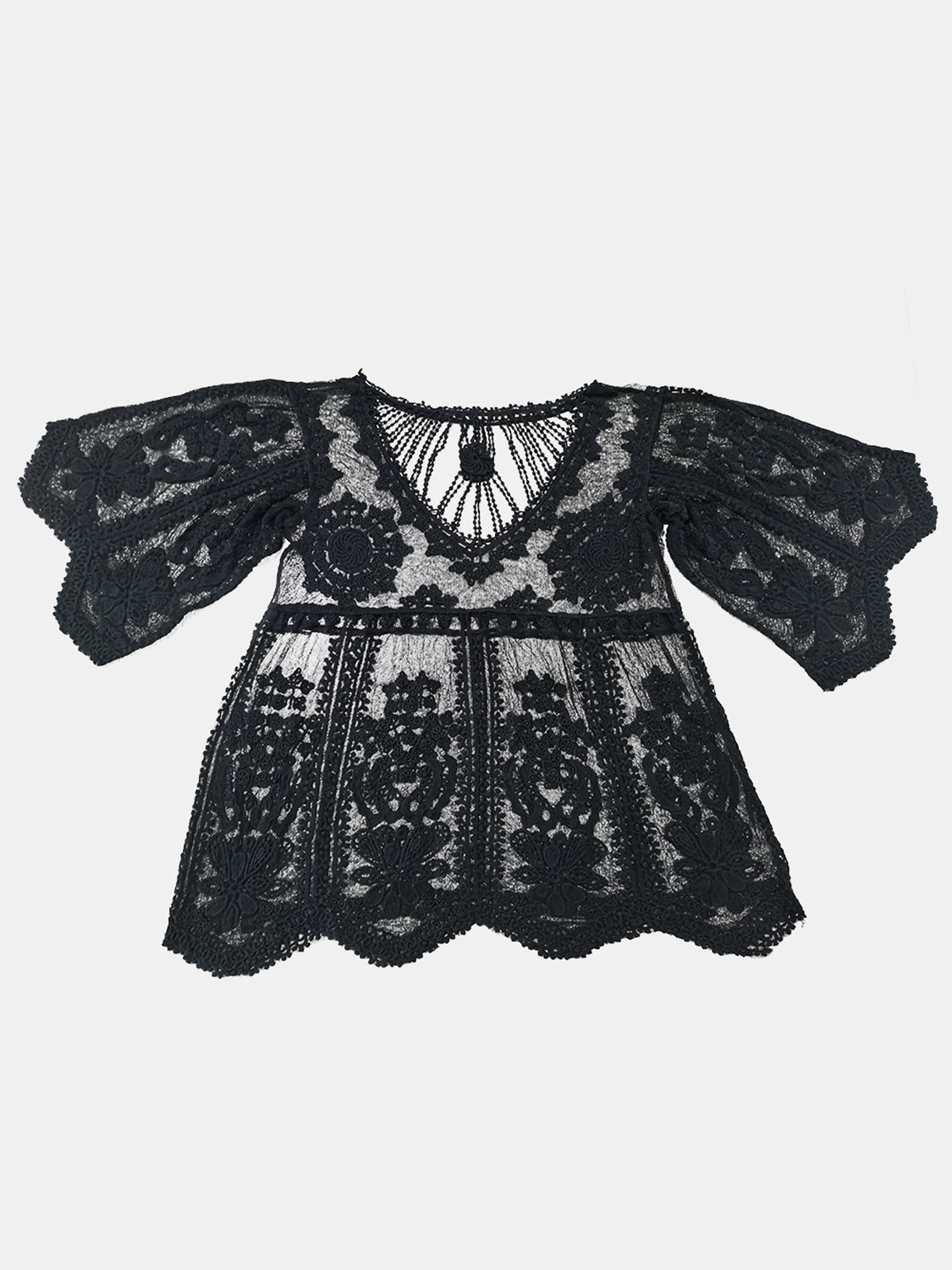 Blueberi B Women’s Lace Round Neck Cover-Up Polyester One Size