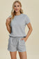 Double Take Women’s Full Size Texture Short Sleeve Top and Shorts Set Polyester Elastane Size S-3XL