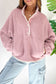 Blueberi B Women’s Half Snap Long Sleeve Sweatshirt with Side Slit Pockets Polyester Size S-XL