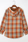 Blueberi B Women’s Plaid Button Up Long Sleeve Hooded Jacket Polyester  Size S-2XL