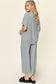 Double Take Women’s Full Size Texture Round Neck Short Sleeve T-Shirt and Wide Leg Pants Polyester Spandex Size S-3XL