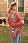 Blueberi B Women’s Plus Size Geometric Round Neck Long Sleeve Sweatshirt Polyester Cotton Elastane Size 1X-4X