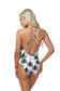 Women's Palm Tree High Neck One Piece Swimsuit Nylon Spandex Size S-L